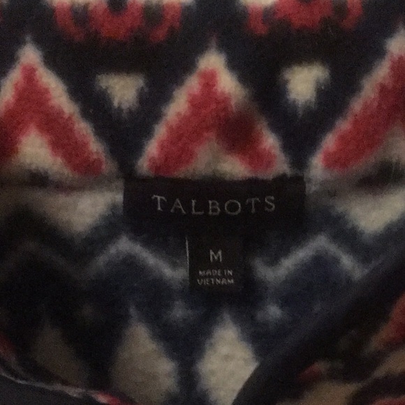 Talbots Navy Fleece zip-up with red pattern - Picture 3 of 5